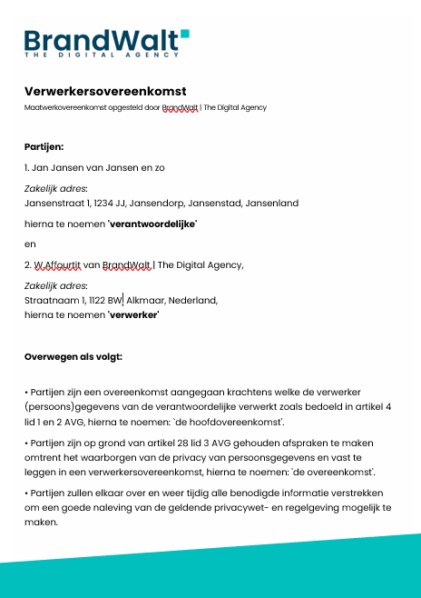 Verwerkersovereenkomst: dutch data processing agreement